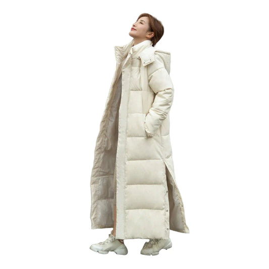 Women's Cotton Coat Loose Thick Warm Lengthen Down Cotton Hooded Long Parkas