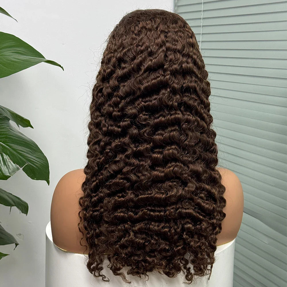 5x5 Lace 300% Density Burmese Deep Curly Hair Ombre Double Drawn Human Wig Transparent Lace Front