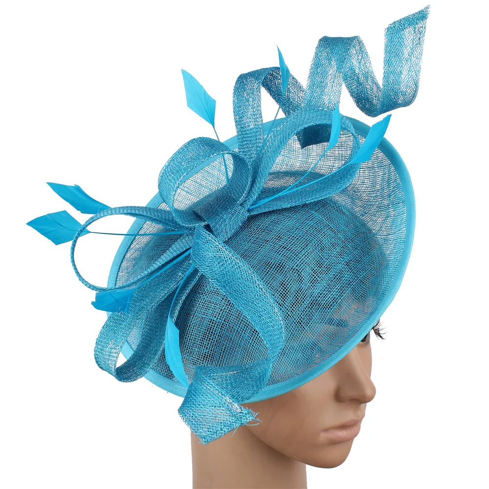 Formal Women Wedding Chuch Hat Bride Mariage Chapeau Ladies Party Occasion Derby Fascinator Sinamay Hat With Headband Accessory