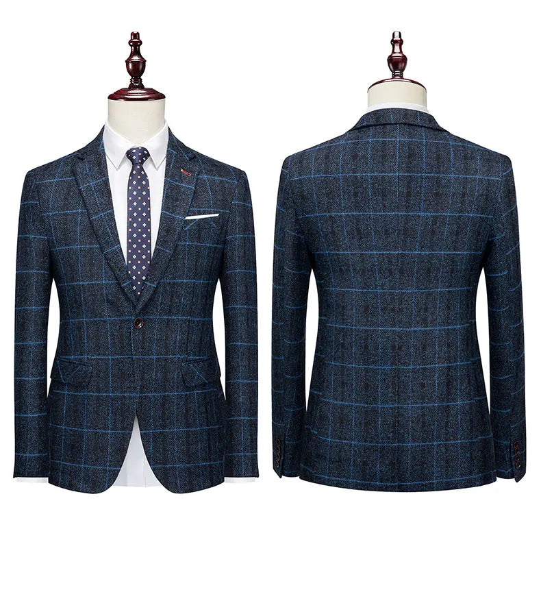 2024 Men's Suit One Button (suit + Vest + Trousers) Fashion Wedding Business Leisure Career Work Formal Three-piece Set M-5XL