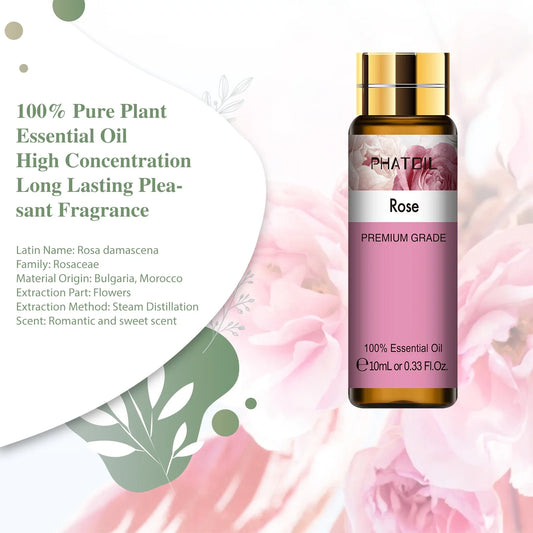 9pcs 10ml Diffuser Aroma Oil Pure Natural Essential Oils Gift Set Kit Rose Lavender Jasmine Eucalyptus Vanilla Mint Ylang Ylang