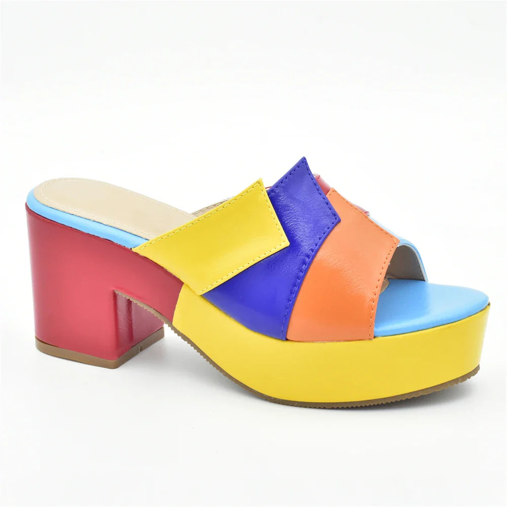 Latest Multicolor Wedding Bridal Shoes Open Toe Platform Sandals for Women Italian Lady Shoes Women's Shoes for Elegant Parties