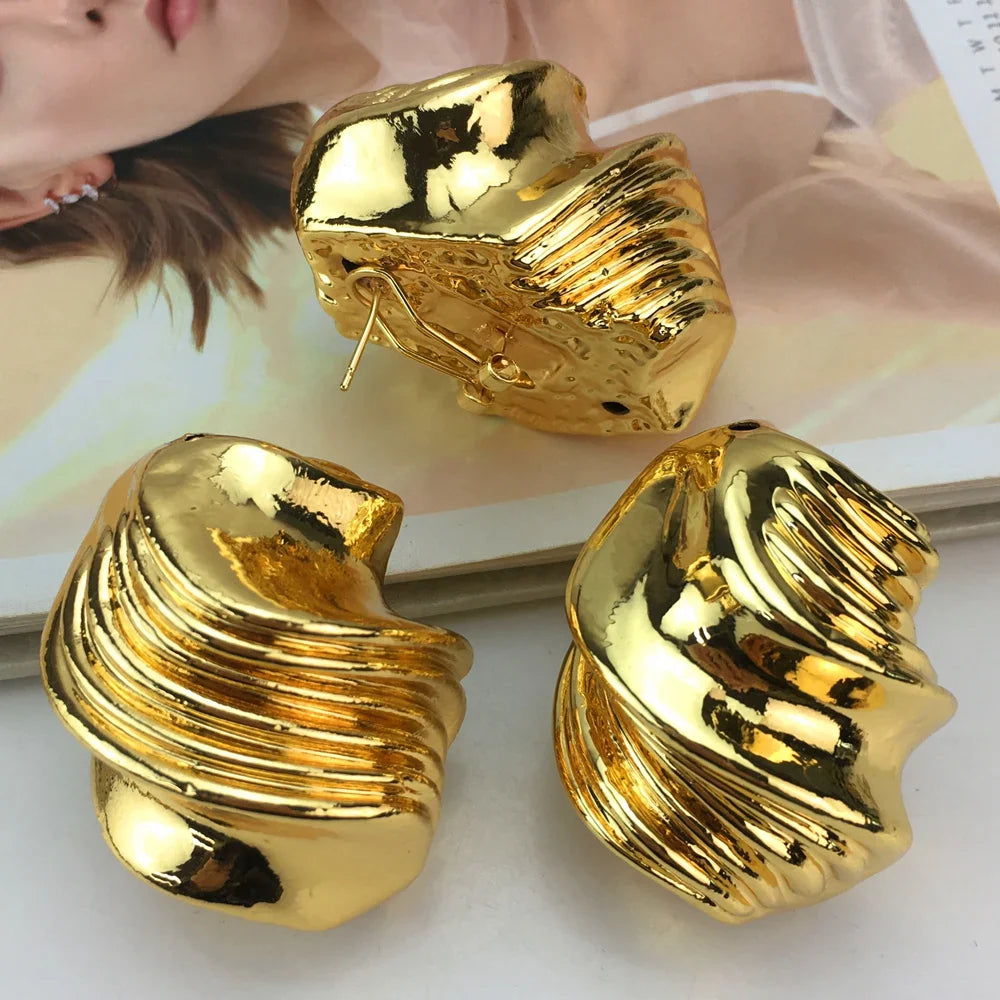 Italian Gold Plated Jewellery Women's Wedding Party Banquet Big Pendant