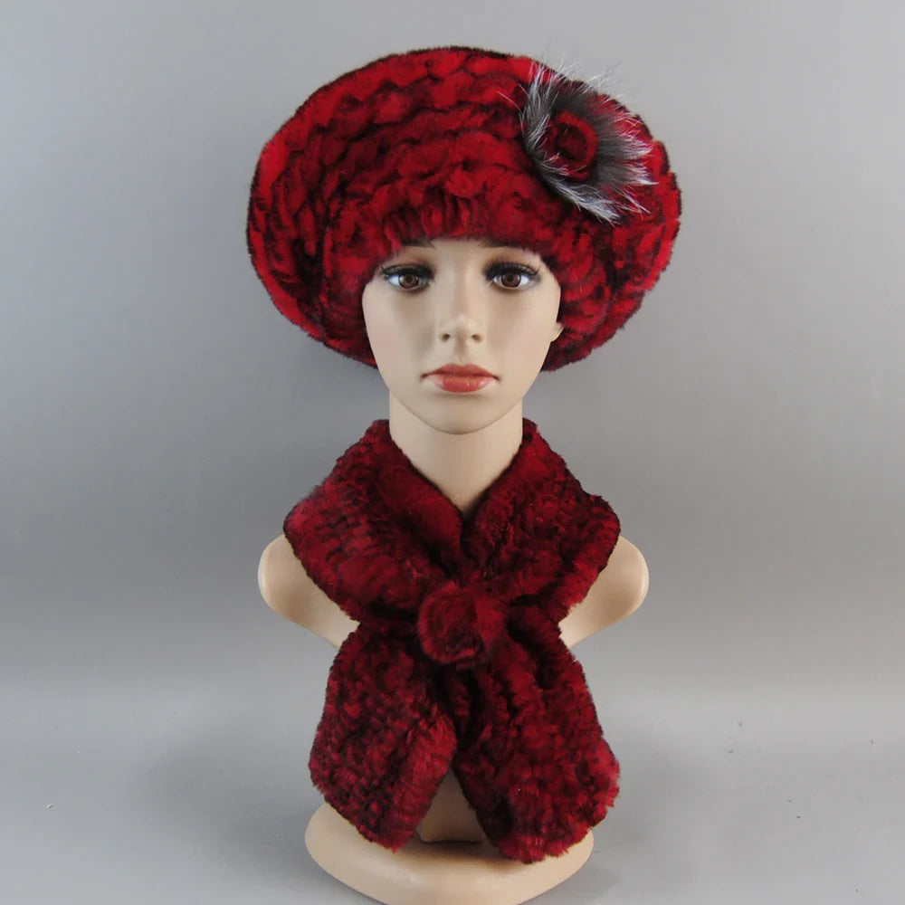 Winter Women's Faux Fur Hats And Scarves