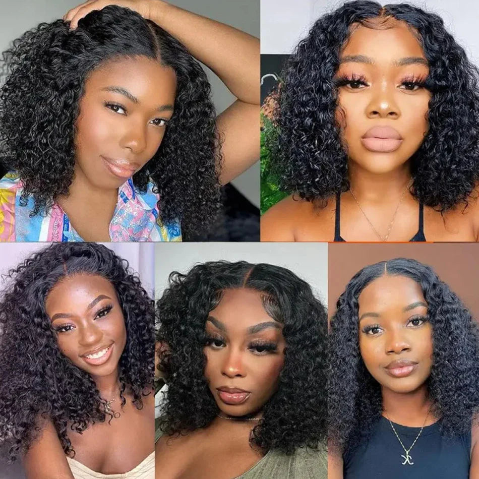 Glueless Loose Water Wave HD Lace Frontal Bob Wigs Human Hair Pre Plucked Short Wavy Curls Wigs For Women Brazilian Wear To Go