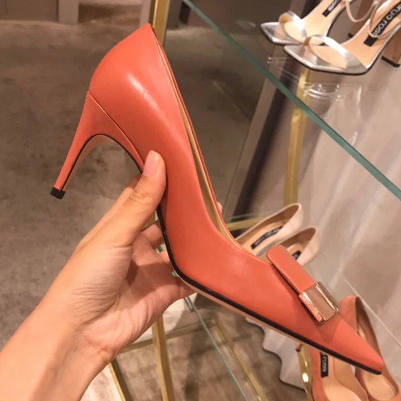 2022 Women Party Bridal Wedding Shoes Luxury Pumps Metal Plate Glitter High Heels Ladies Stiletto Dress Pointed Toe Bombas Mujer