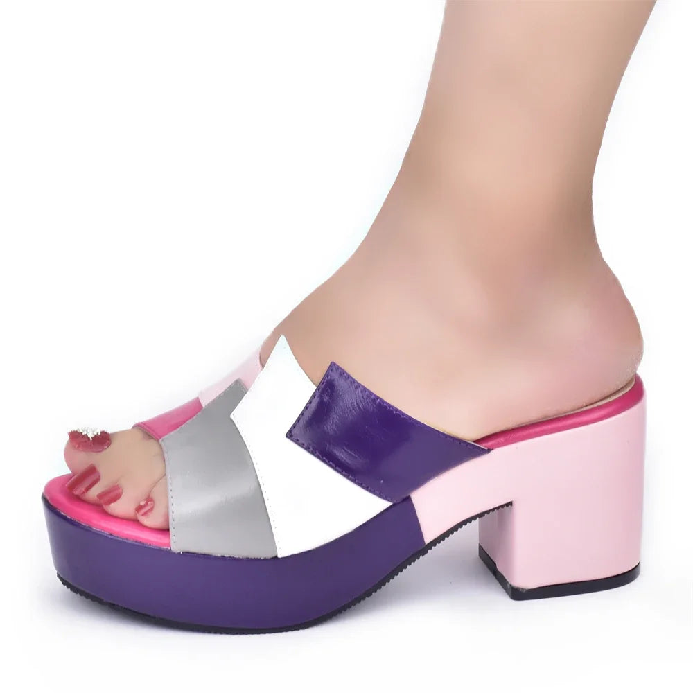 Latest Multicolor Wedding Bridal Shoes Open Toe Platform Sandals for Women Italian Lady Shoes Women's Shoes for Elegant Parties