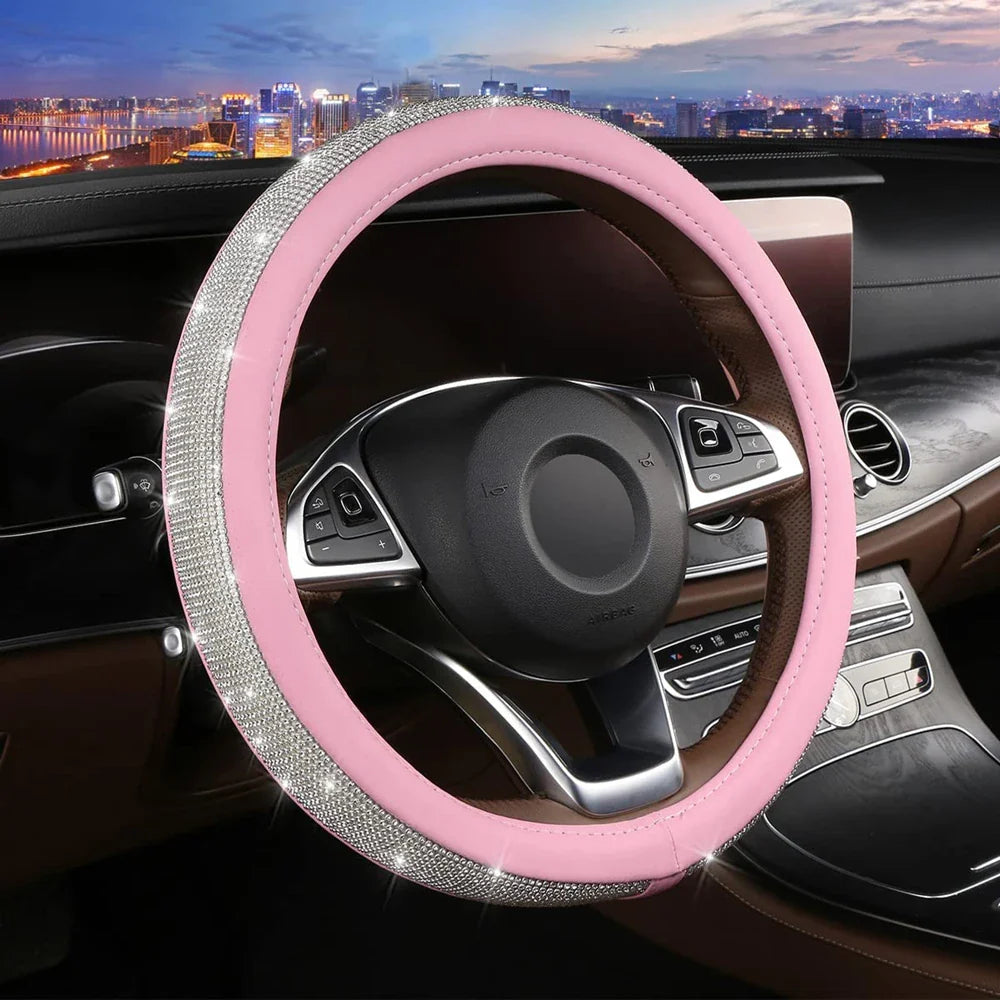 Crystal Car Steering Wheel Cover  PU Leather Auto Accessories Case Car Stylin