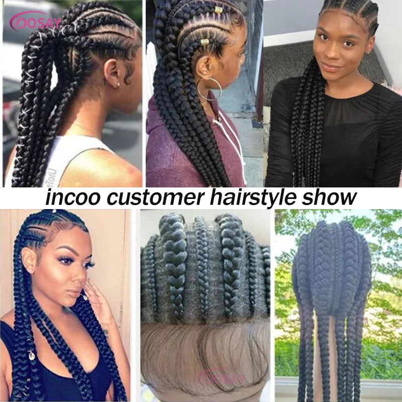 36" Cornrows Box Synthetic Hair Braided Wigs #27 Blonde Knotless Full Lace Braided Wigs For Black Women Braiding Wigs African