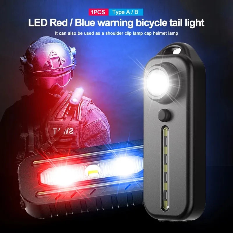 LED Red and Blue Shoulder Police Light with Clip USB Rechargeable