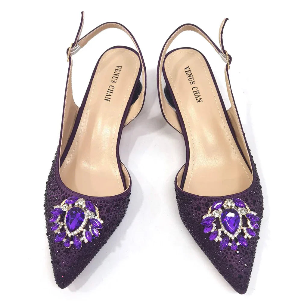 Elegant Women's Low Heels Italian Shoes And Bag Set