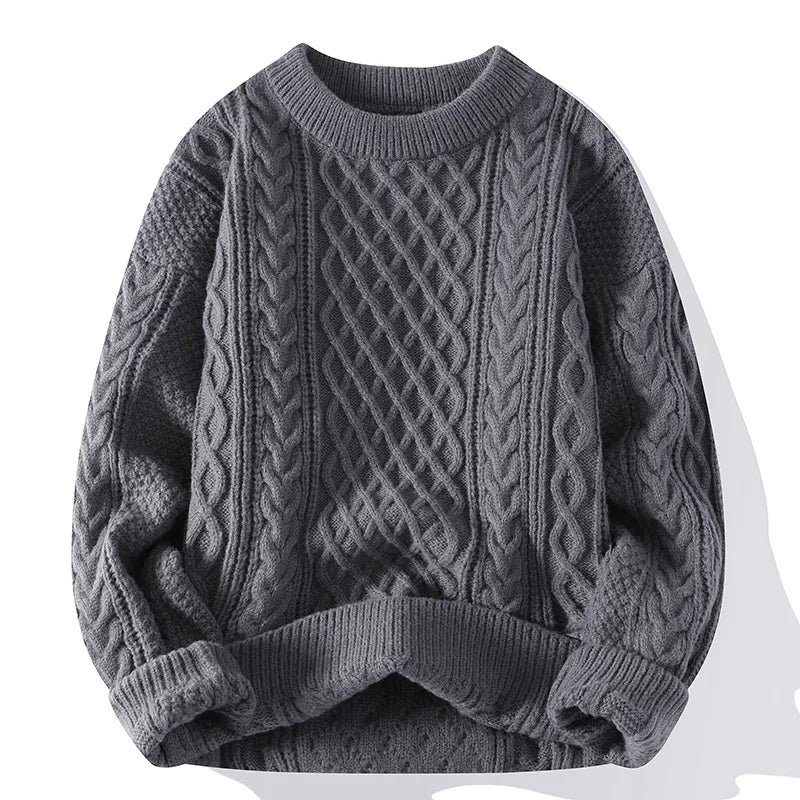 Multi Colour Vintage O Neck Solid Colour Men's Knitted Pullovers Loose Sweaters