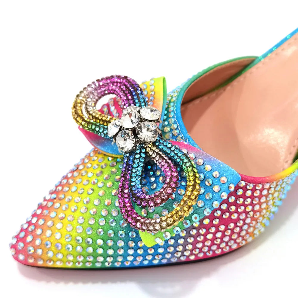 Women's High Heel Pointed Toe Sandals Party And Wedding Shoes and Bags Set