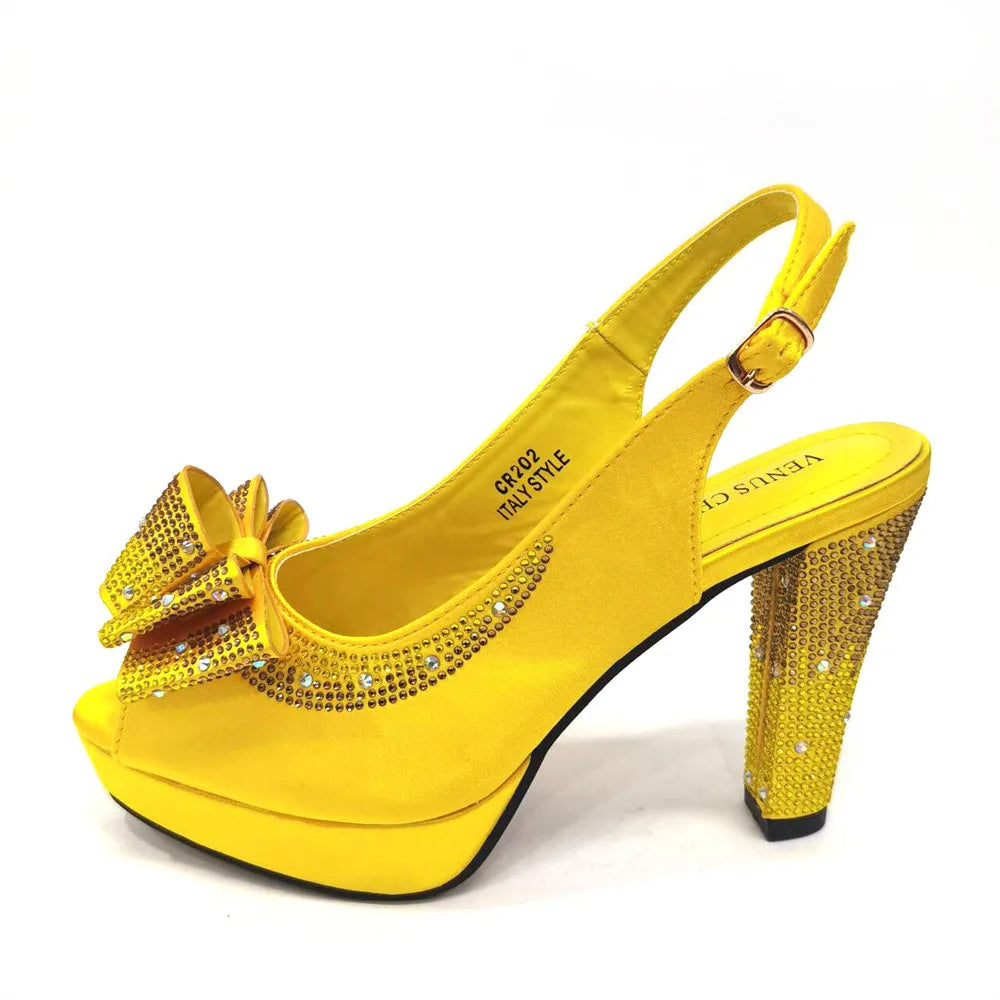 High Quality 2024 Newst Hot Selling Pointed Toe Slingback Sandals with Bag Set in Coffee Color For Women Wedding Party