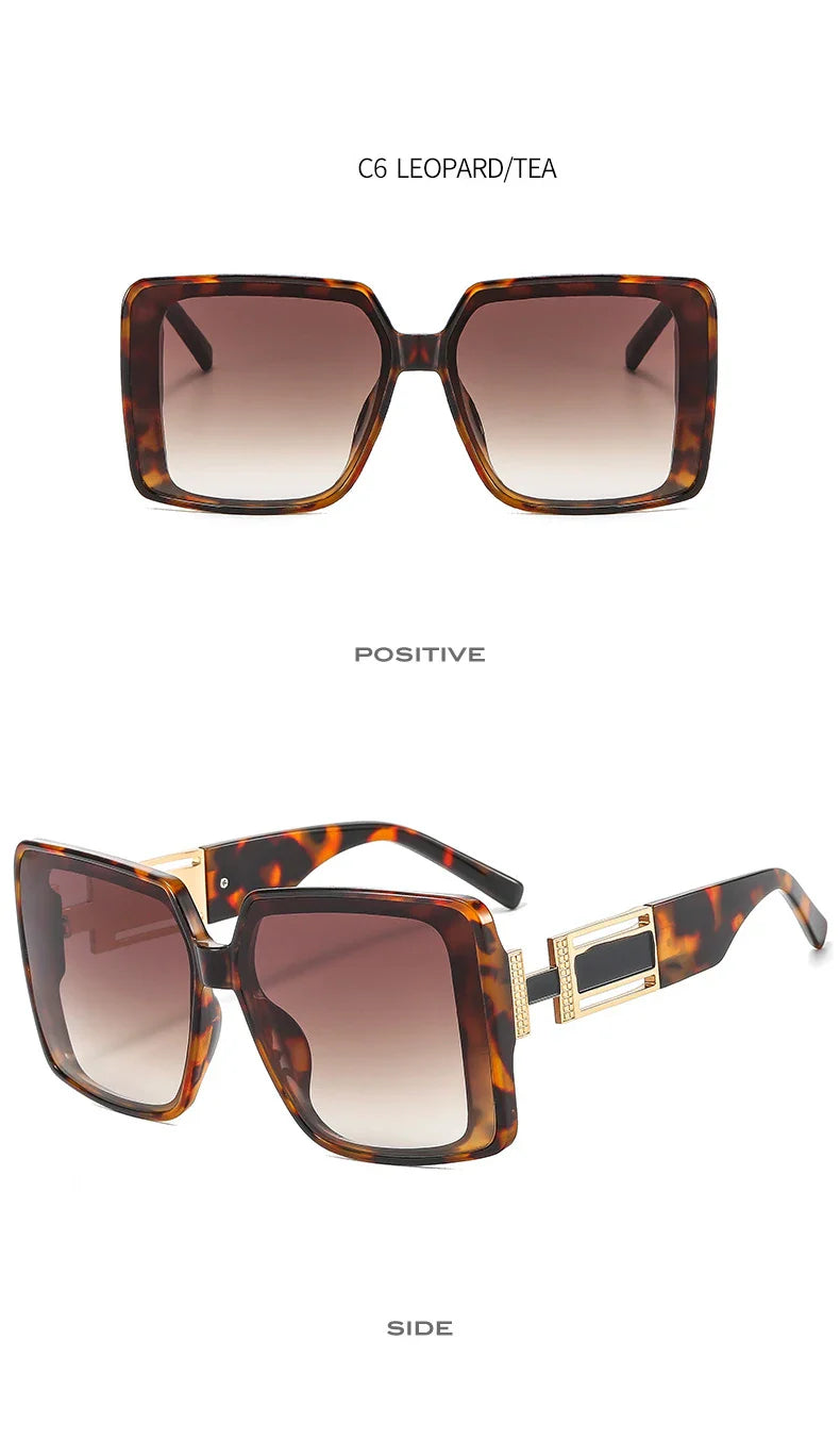 Fashion Brand Square Sunglasses For Woman Luxury Oversized Gradient Shades Sun Glasses Female Elegant Green Big Frame Eyewear