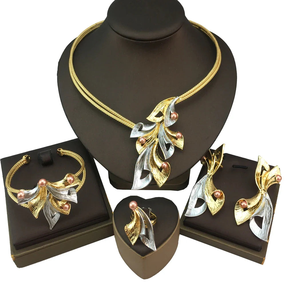 Brazilian Simple Style African Bride Light Weight Colorful Necklace Latest Luxury Jewelry Set For Women Party FHK19283