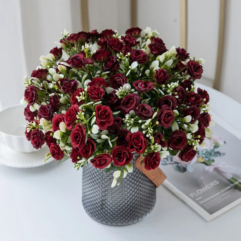 15 Head 5 Fork Silk Rose  Decoration