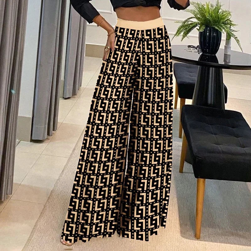 Women High Waist spring summer Long Pant  Wide Leg Trousers