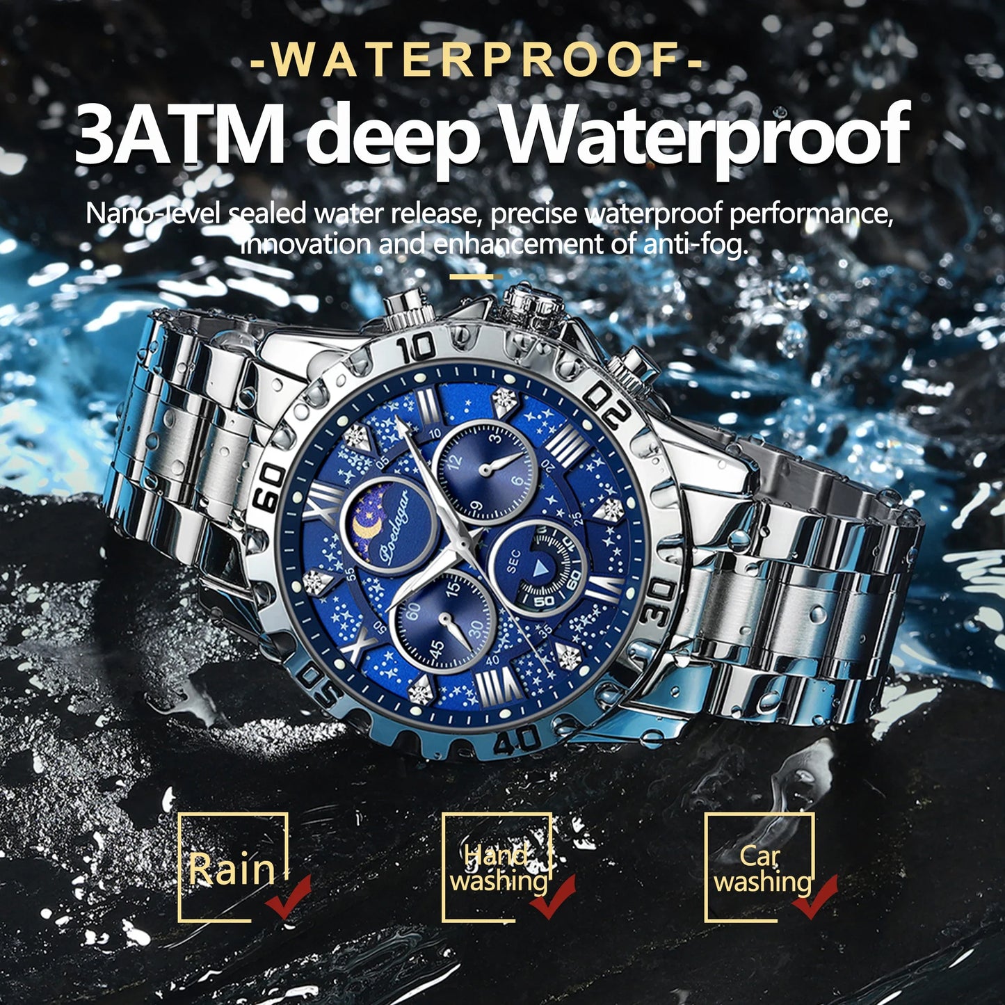 Luxury Watch for Man Quartz Sports Men Watch Waterproof Luminous Stainless Steel Chronograph Men's Watches Clock Reloj