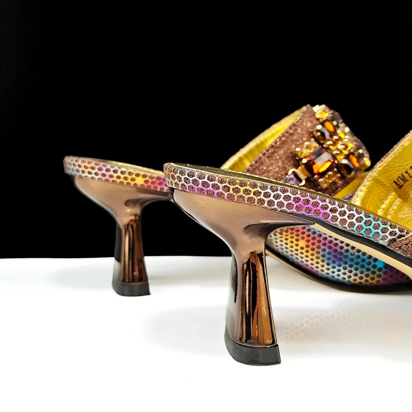Italian Fashionable Square toe Women Heels Rhinestone Decoration Shoe and Bag set