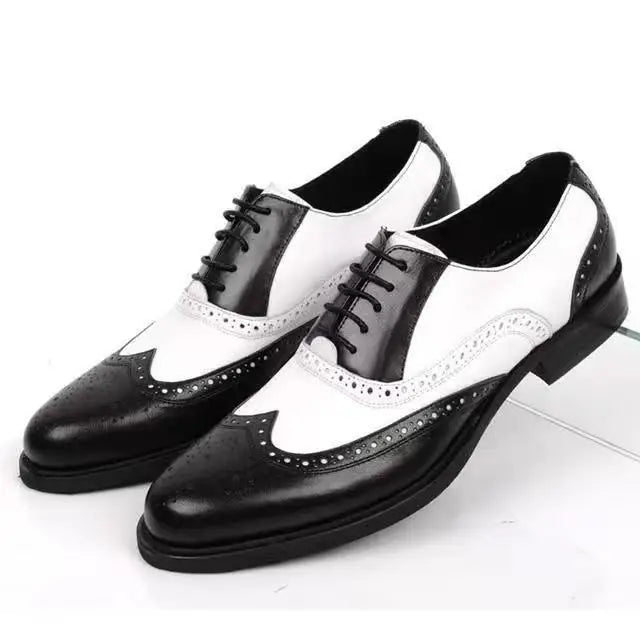 Men's Leather Shoes New Brogue Carved Large Size Shoes for Men Color Matching Quality Business Drive Men's Dress Leather Shoes
