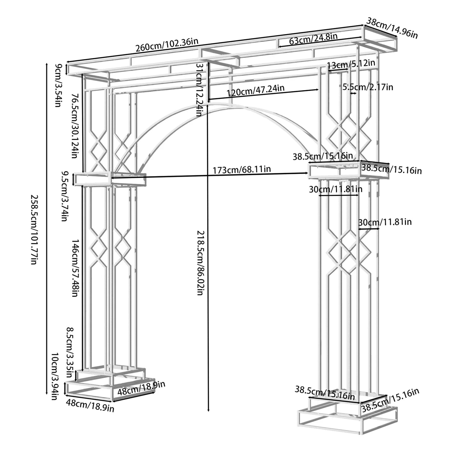 Modern White Wedding Arch Archway Stand Celebration Ceremony Backdrop Stand Garden Trellis Proposal, Bridal Party