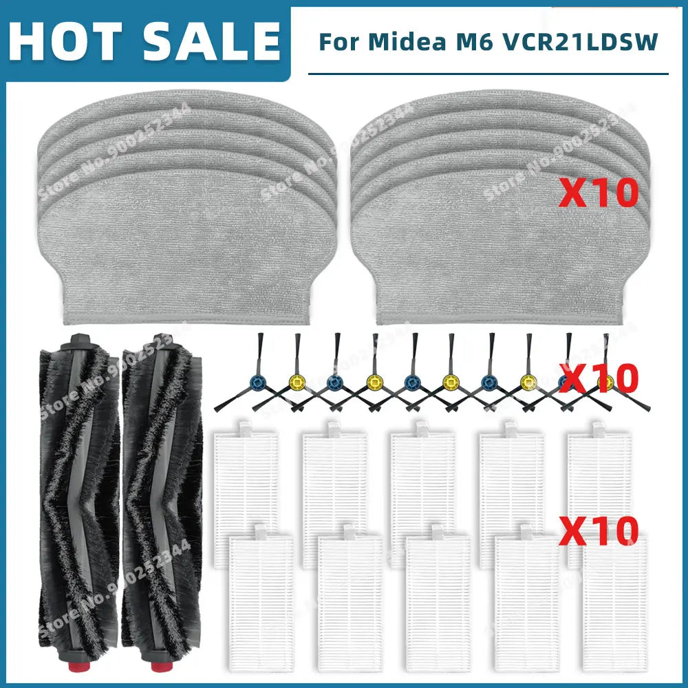 Compatible For Midea M6 VCR21LDSW / Eureka NER600 Replacement Parts Accessories Main Side Brush Filter Mop Cloth