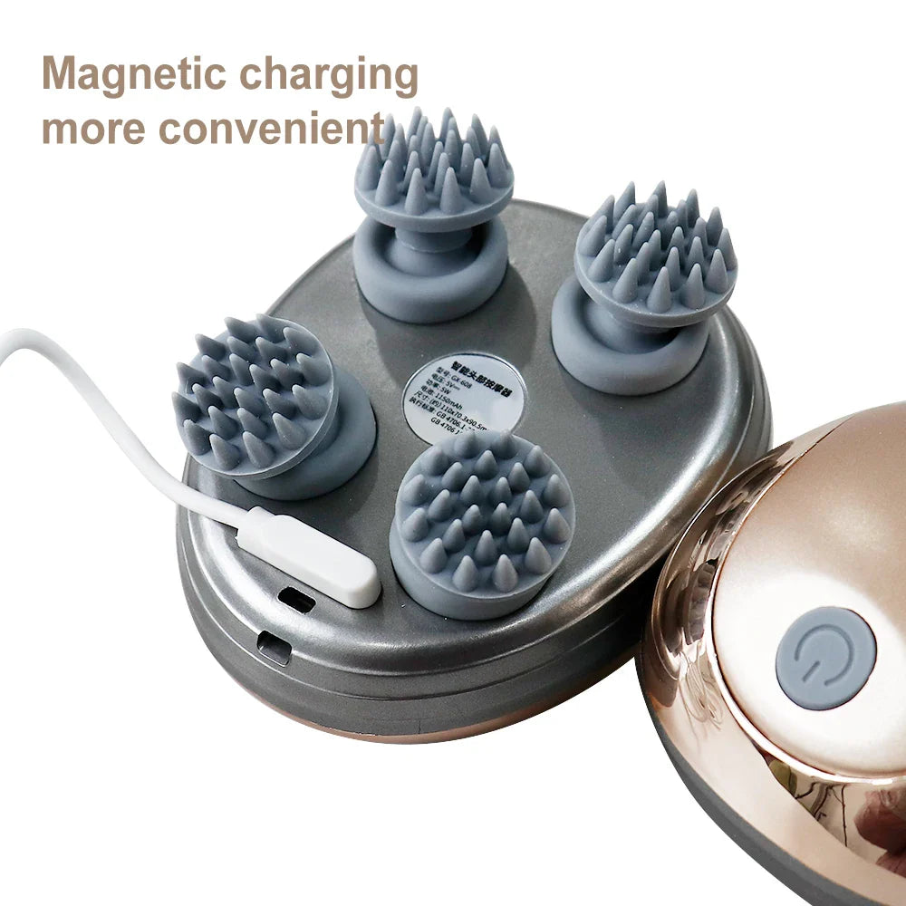Electric Scalp Massager Hair Growth Portable Rechargeable Head Massage Stress Relax Waterproof Handheld Hair Scratcher Silicone