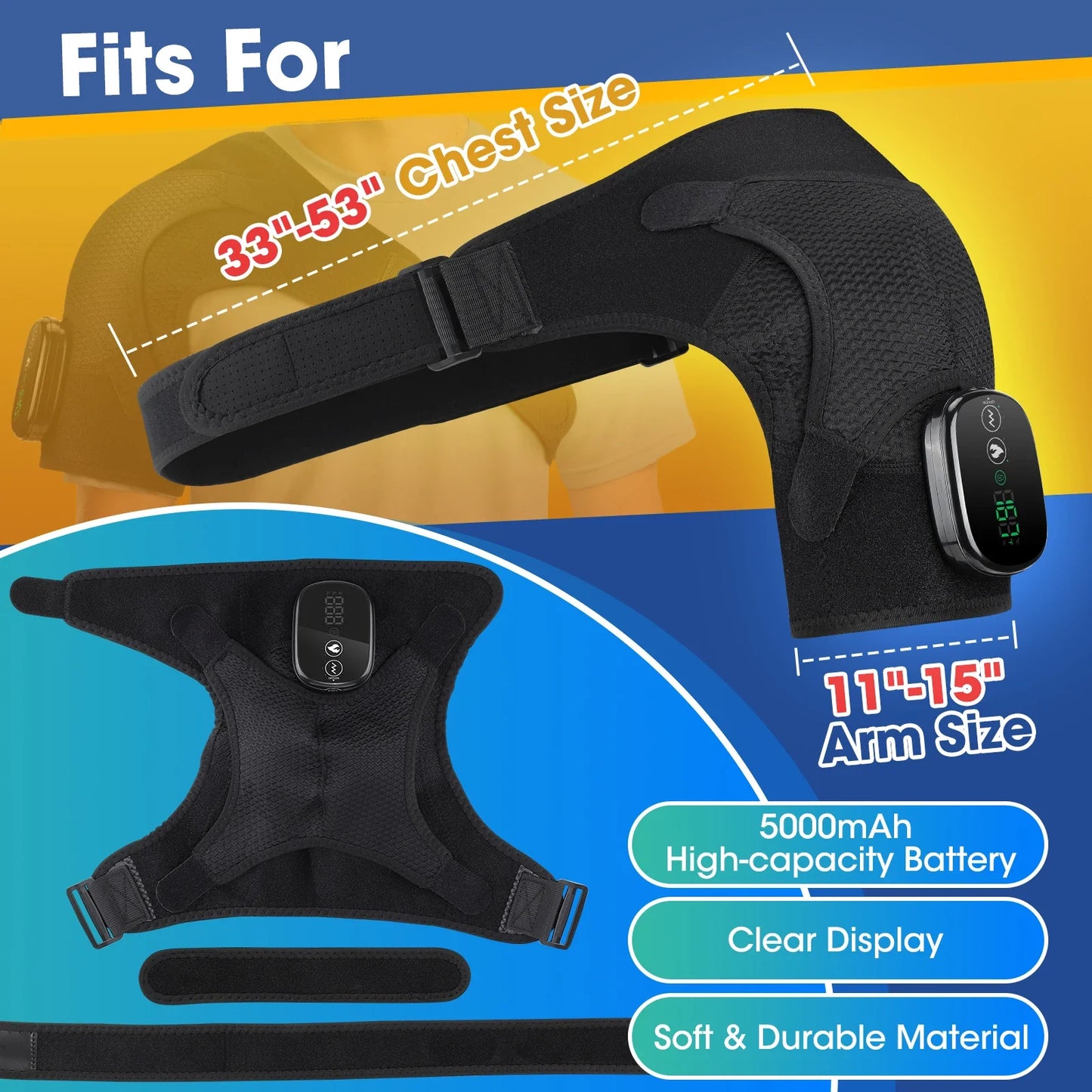 Heated Shoulder Massager Machine Eletric Vibration Heating Shoulder Massage Heater Belt Arm Hand Muscle Relaxation Pad Warmer