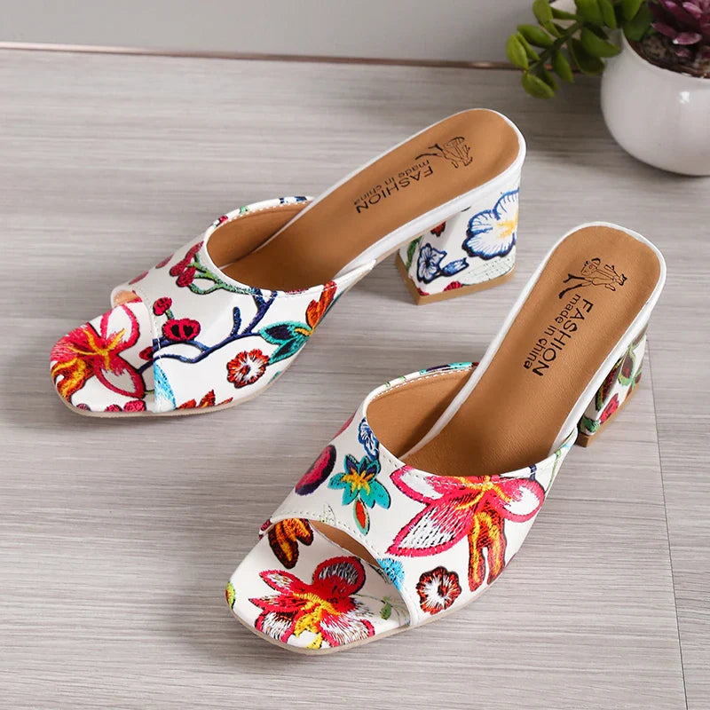 High Heels Women Slippers Chunky Fashion Sandals Designer New Shoes Slingback Flip Flops Dress Pumps Femme Slides