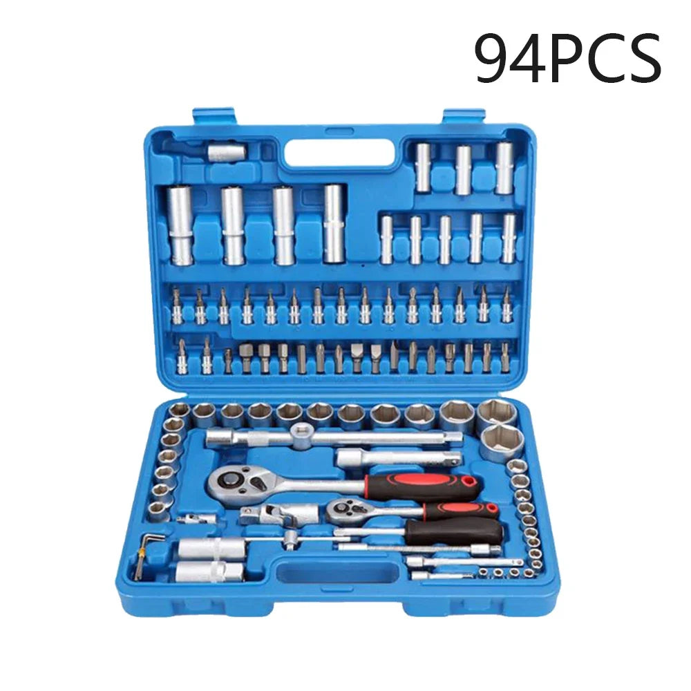 94pcs Socket Wrench Set Car Repair Tools Ratchet Spanner Wrench Ratchet Spanner Screwdriver Bits Hand Tool