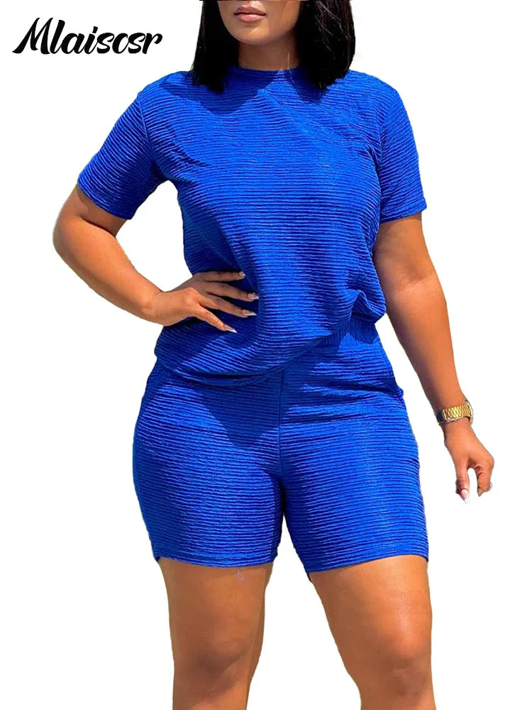 Mlaiscsr Casual Outfits for Women Short Sleeve O-neck T-shirt Tops and Shorts 2 Pieces Summer Sports Tracksuits Matching Sets