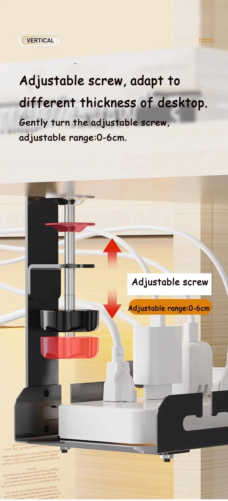 Telescopic Under Desk Cable Management Tray –  Storage Rack