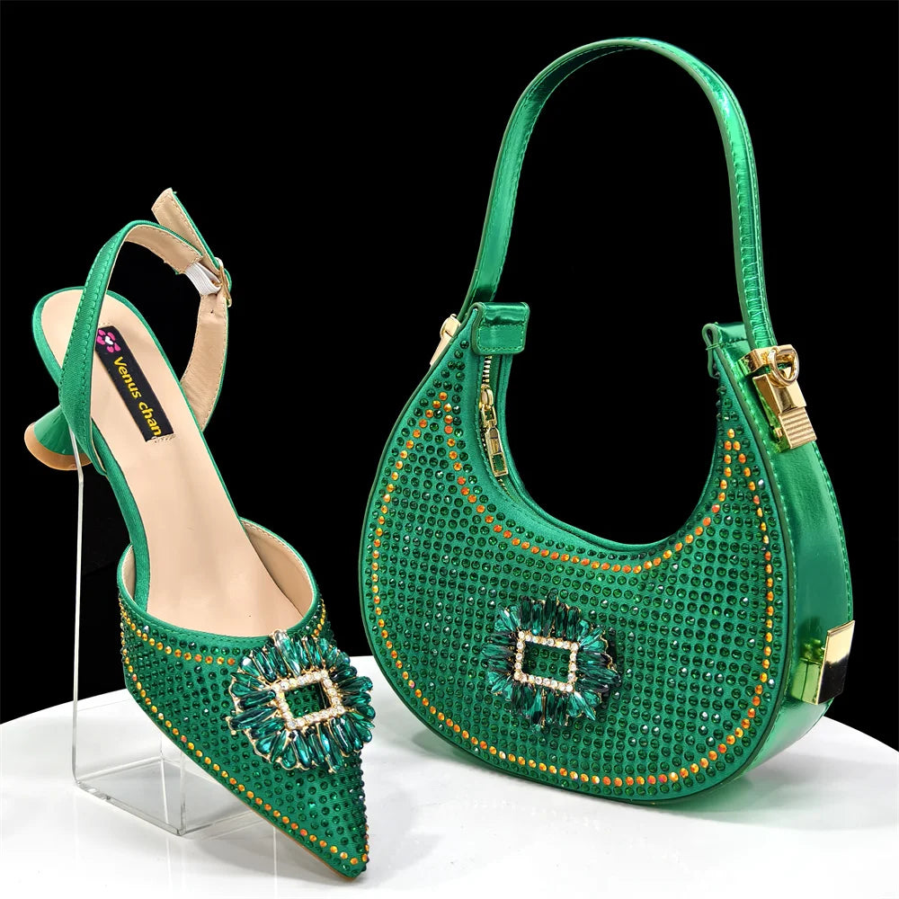 2025 Elegantly Sky Blue Women's Shoe and Bag Set for Parties and Weddings - Luxurious Heeled Pumps and Handbag for Nigeria