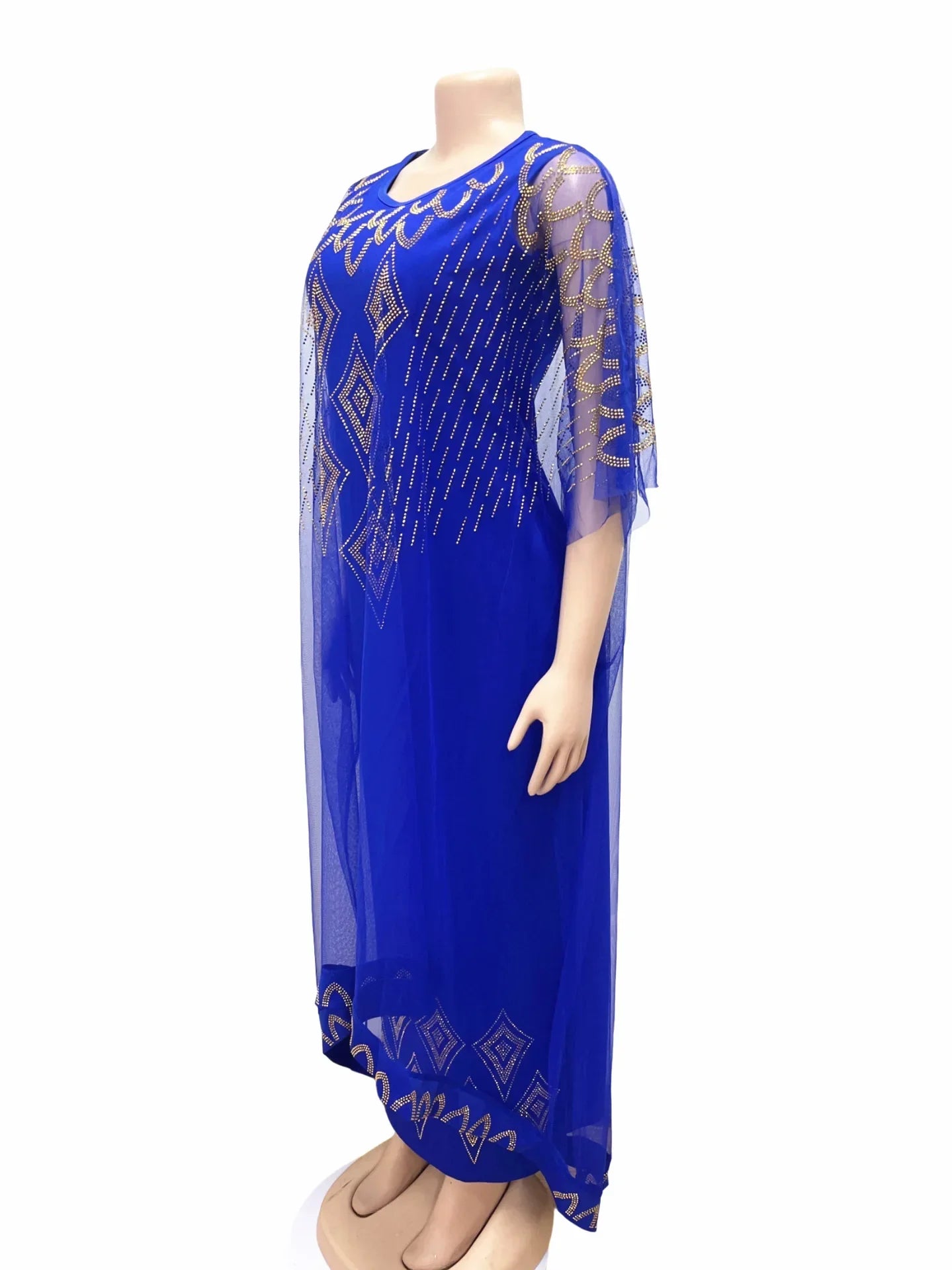 African Dresses For Women Short Sleeve Turkey Diamonds Evening Wedding Party Floor Length Dress Muslim Africa Clothes 2023