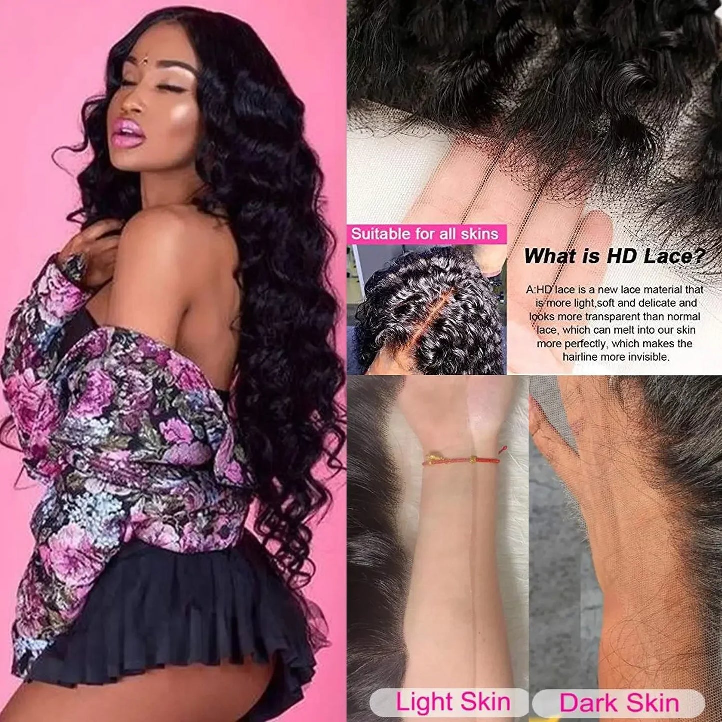 180 200 Density 13x4 13x6 HD Lace Front Wig for Women Human Hair Loose Deep Remy Wave Natural Black Frontal Pre Plucked