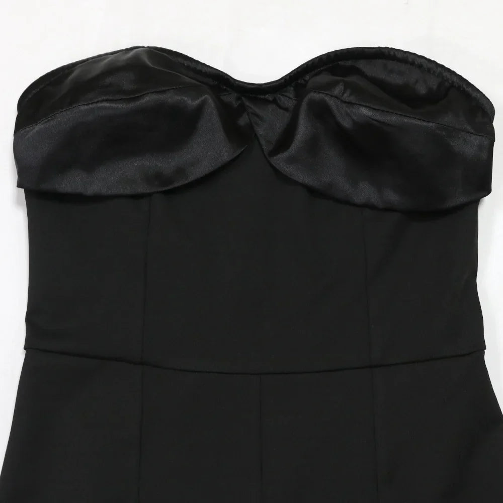Jumpsuits Strapless Women Sleeveless Sexy Rompers One Piece Overalls Slim Fit Long Pant Ruffles Patchwork Elegant Lady