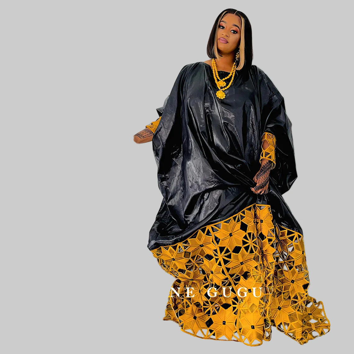African Bazin Rich Dress With Gold Party Gown Plus Size Dashiki Robe Long Sleeves