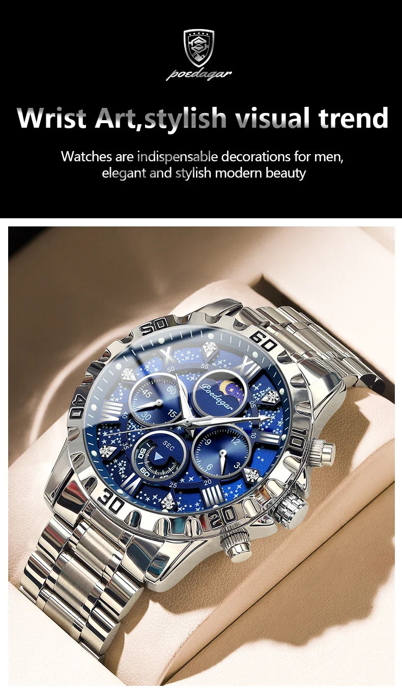 Luxury Watch for Man Quartz Sports Men Watch Waterproof Luminous Stainless Steel Chronograph Men's Watches Clock Reloj