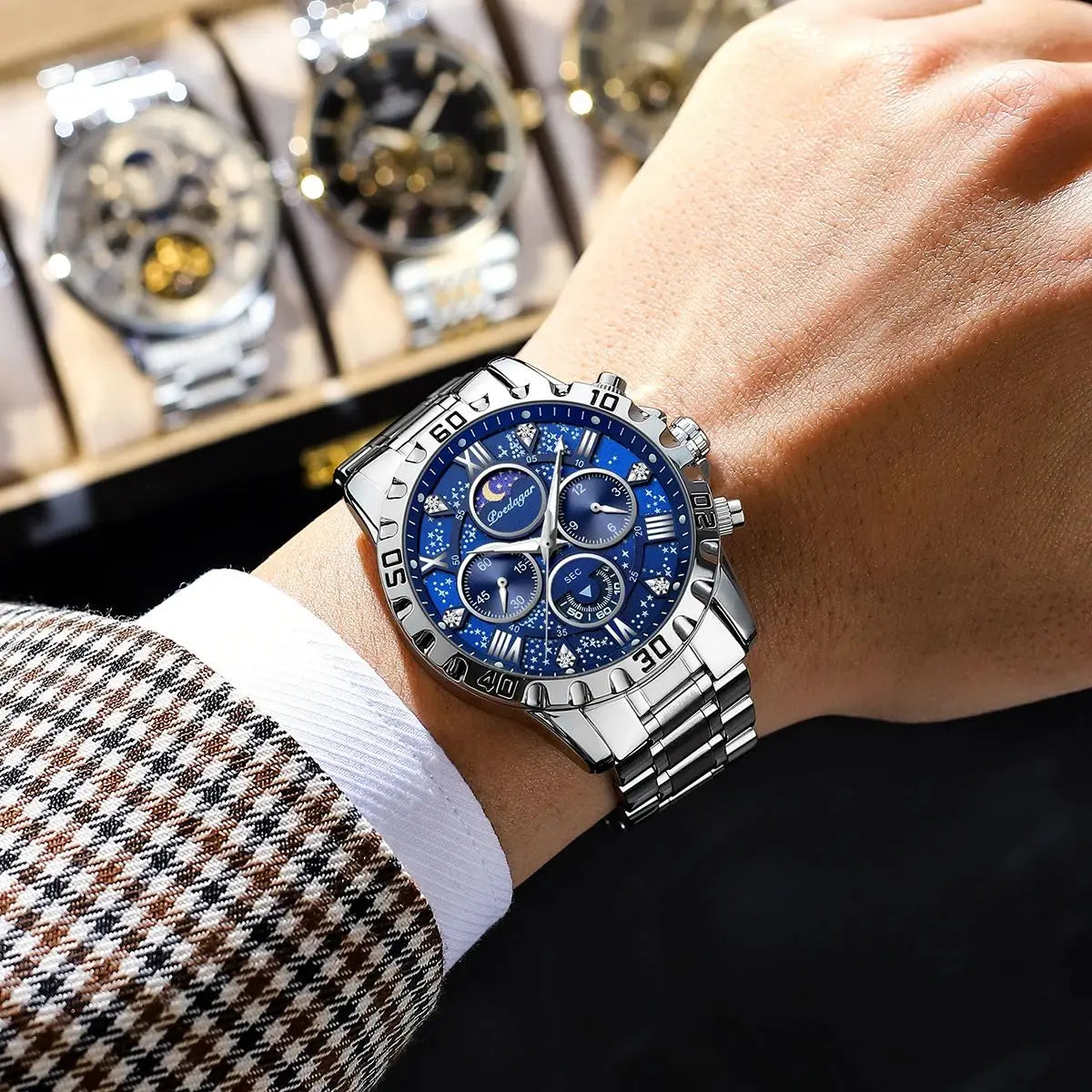 Luxury Watch for Man Quartz Sports Men Watch Waterproof Luminous Stainless Steel Chronograph Men's Watches Clock Reloj