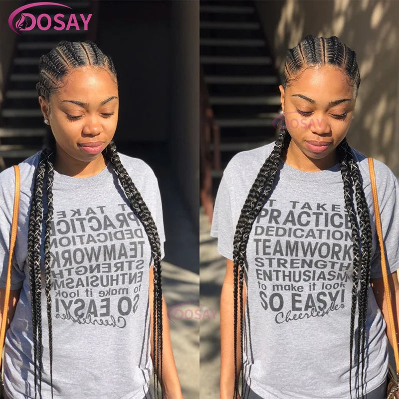 36" Cornrows Box Synthetic Hair Braided Wigs #27 Blonde Knotless Full Lace Braided Wigs For Black Women Braiding Wigs African
