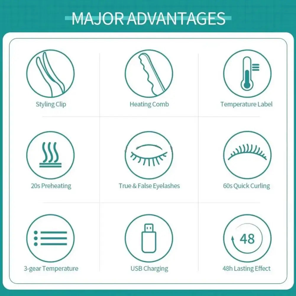 Electric Heated Eyelash Curler Natural Lasting Quick Heating Professional Temperature Curling Electric Clip Lash Heated Eye G2C1