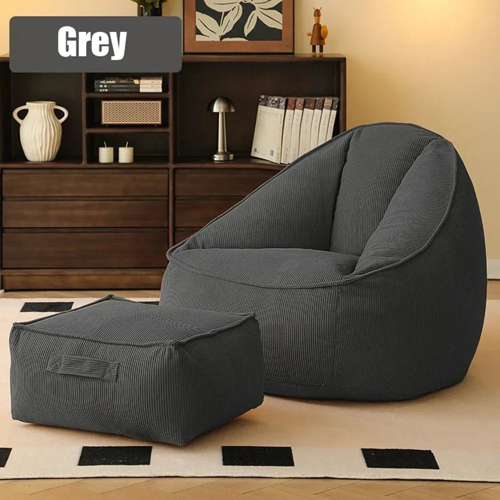 Single Lazy Bean Bag Sofa with Footrest Padding