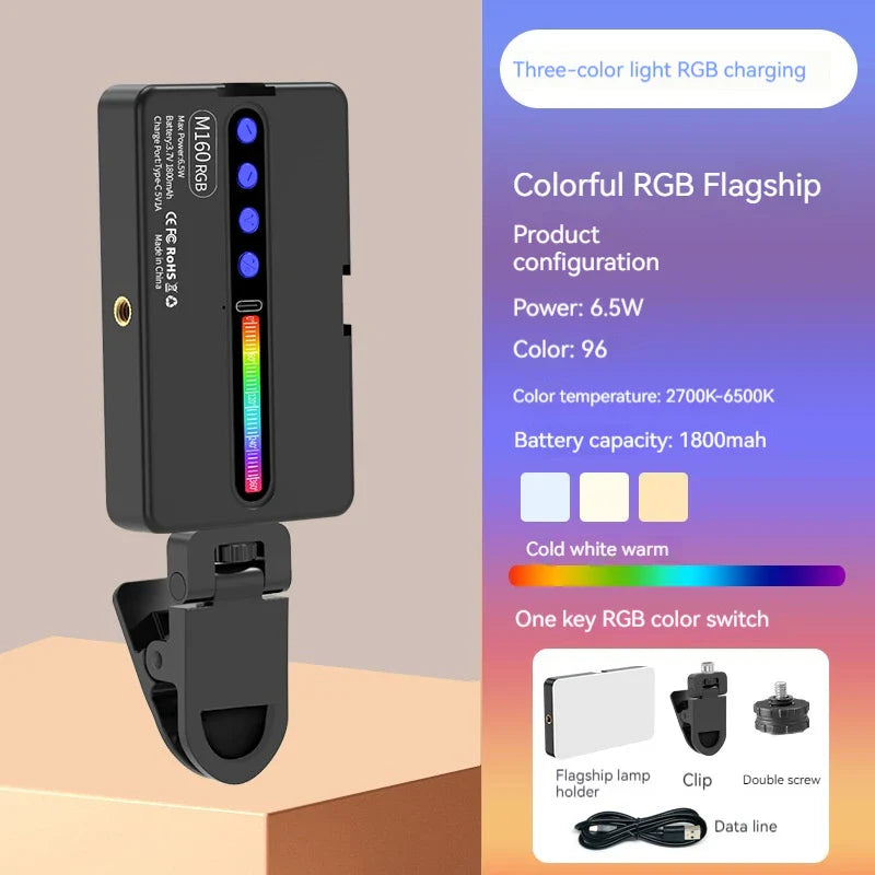 RGB LED Video Light 2700-6500K Handheld Photography Fill Lamp
