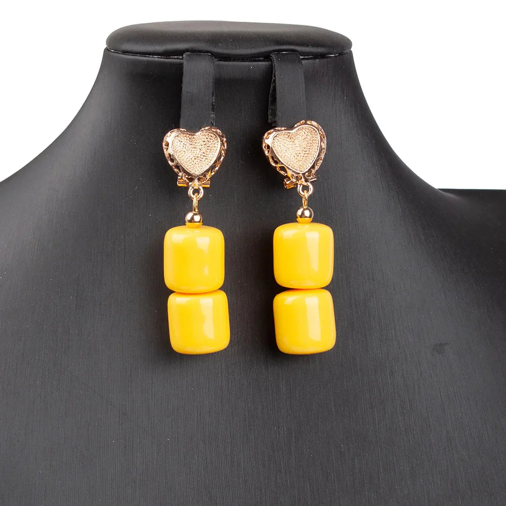 Artificial Coral Women Pendant Necklace Bracelets Earrings Suit African Wedding Jewelry Set Nigeria Bride Accessories Party Gift