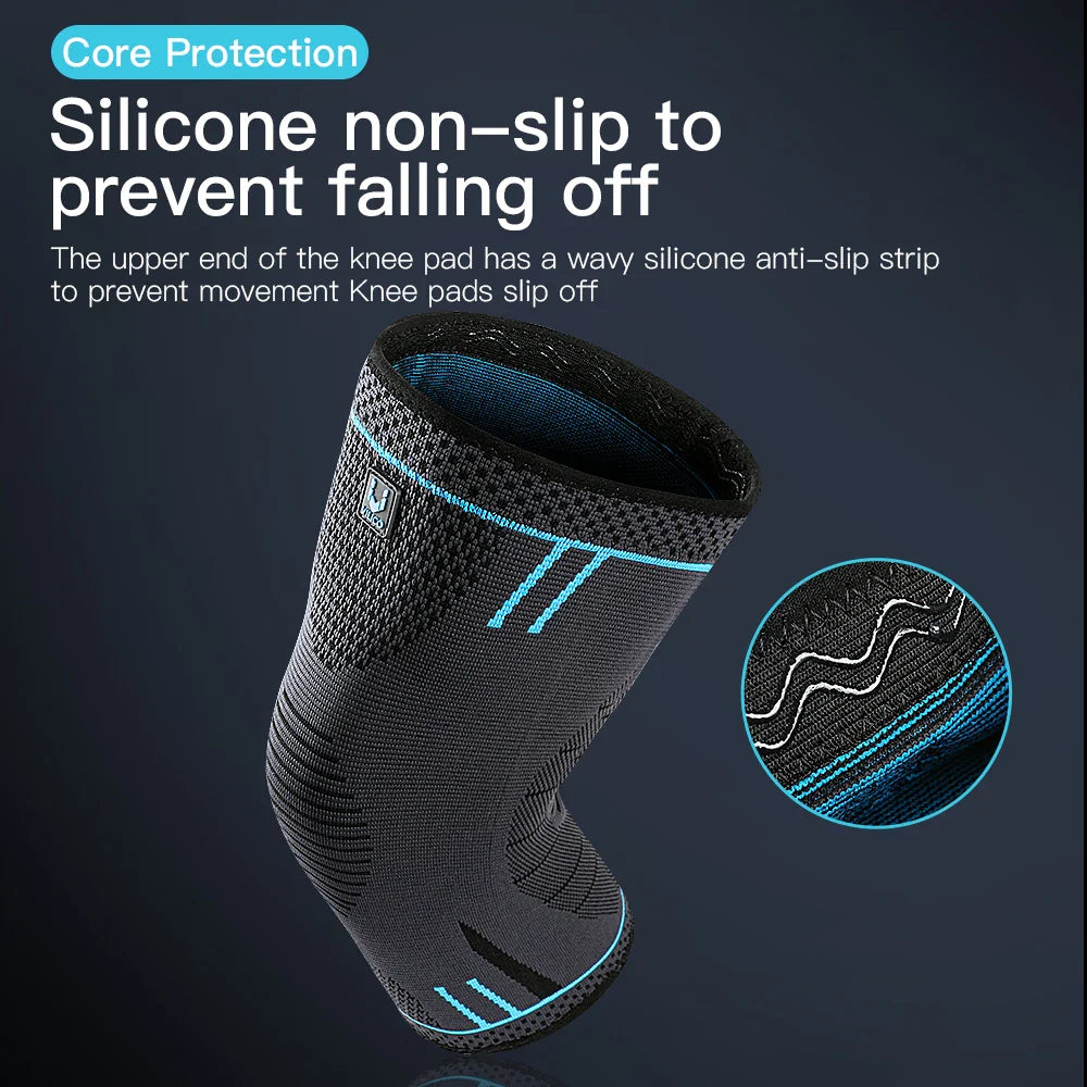 Compression Knee Support Sleeve - Elastic Breathable Brace for Sports Basketball Running Gym