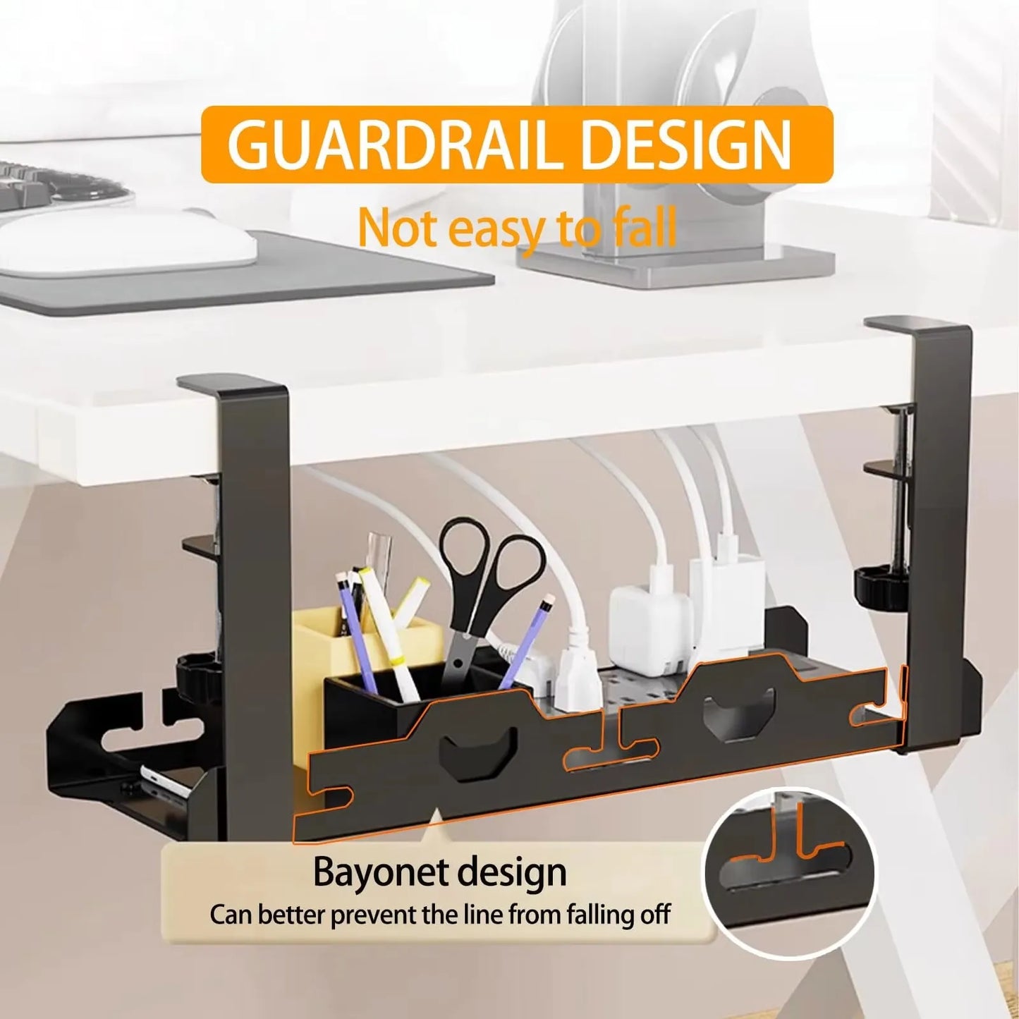 Telescopic Under Desk Cable Management Tray –  Storage Rack