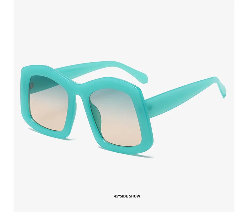 Retro Big Square Gradient Orange Sunglasses For Women New Fashion Luxury Designer Unique Oversized Ladies Sun Glasses Shades