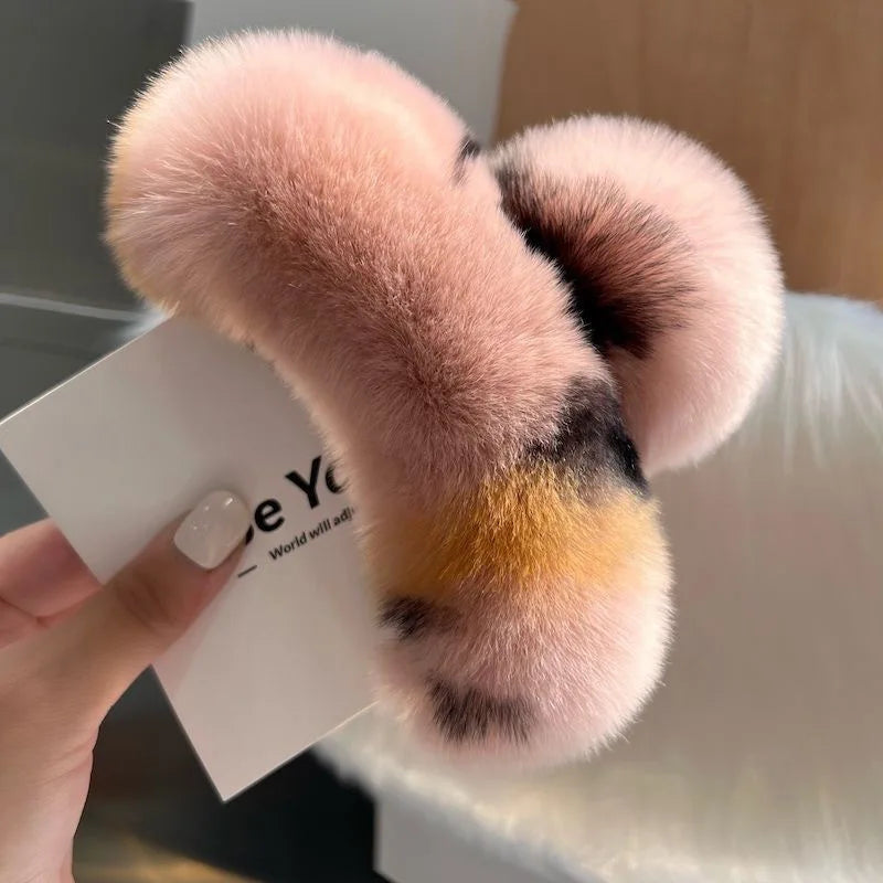 Winter Oversized Faux Fur Big Crab Hair Clip Cute Plush Ponytail For Women