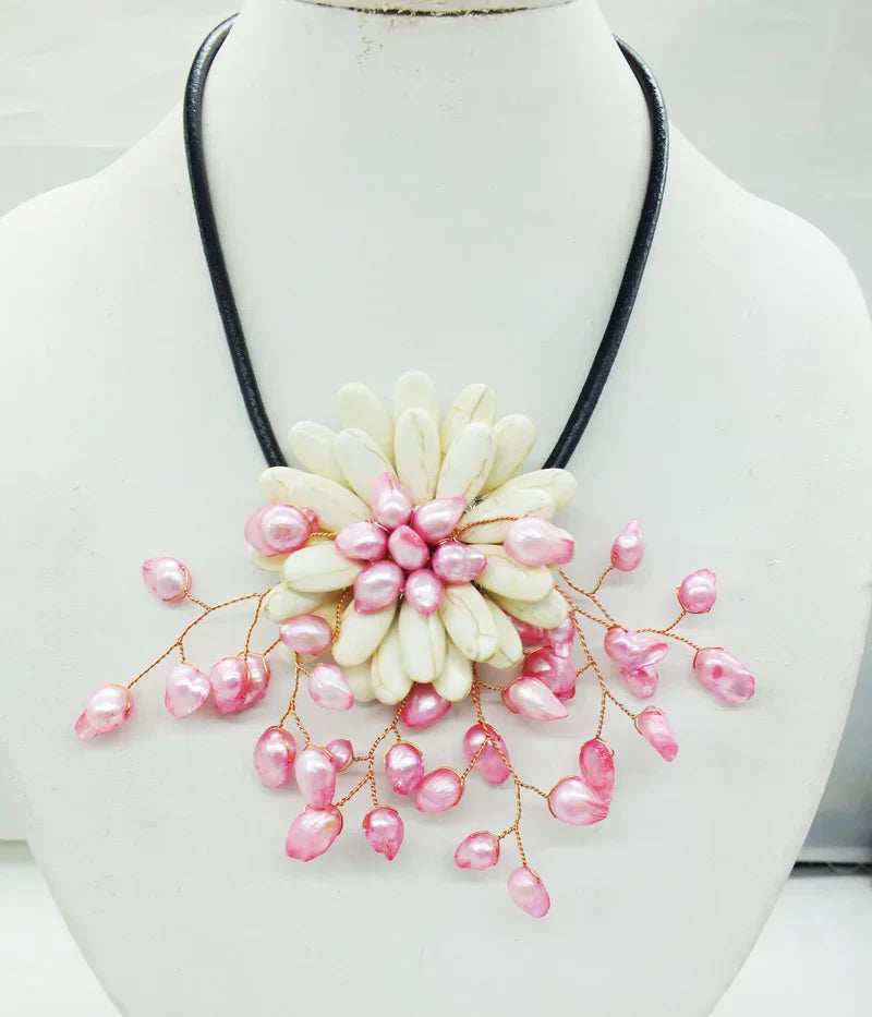 new !!  Latest Design Shell Flowers Wedding Crystal Necklace Women Fashion Necklace  20"